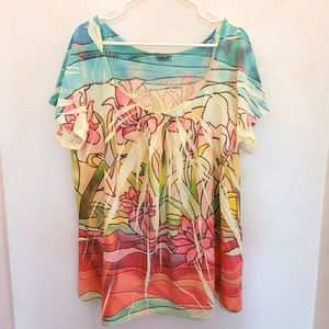 Pastel Flower Print Blouse 1x